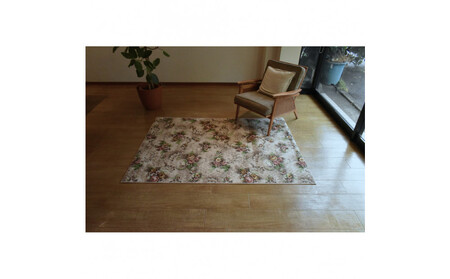 クラシックフラワーラグ88×176 〈ベージュ〉