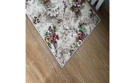 クラシックフラワーラグ88×176 〈ベージュ〉