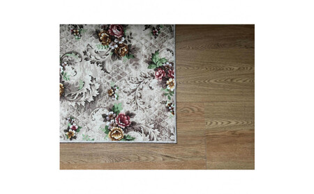 耐久性のある花柄抗菌カーペット 2帖 〈ベージュ〉