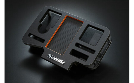 【トヨタ 200系ハイエース用】ドリンク&スマホホルダー　レザーブラック