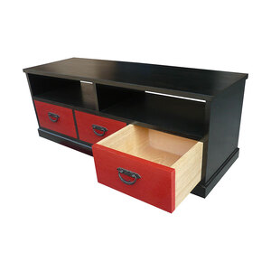 ローボード 大阪泉州桐たんす伝統工芸士作 赤黒ツートン TVボード 初音の家具 テレビ台 テレビボード 木製 木 桐 チェスト たんす 桐たんす 収納 日本製 完成品 インテリア 家具 収納家具 伝統工芸 伝統工芸品 工芸 工芸品 大阪 大阪府 岸和田市