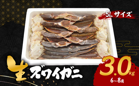 生ズワイガニ 5Lサイズ 3kg (6～8肩) セット 詰め合わせ かに カニ 蟹 ズワイガニ 冷凍 生蟹 カニ足 海の幸 魚介 魚介類 海鮮 大阪 大阪府 岸和田市