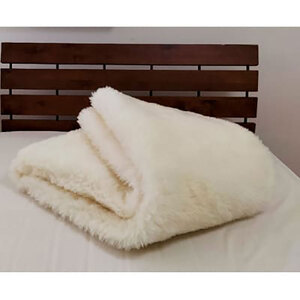 敷きパッド 毛布 クイーン 160×205cm アイボリー 洗える ふわふわ ウール ファー 敷き毛布 敷毛布 ベッドパッド ベッ ウール100% 日本製 寝具 大阪 大阪府 岸和田市