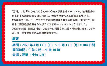 【早割】2025年 大阪・関西万博入場チケット 一日券（大人）【70-01】