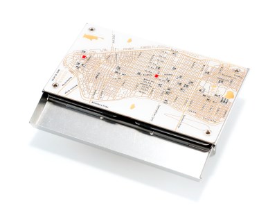 基板アート　名刺入れ【シルバーメタル】【大阪府吹田市】地図 回路図 路線図 CLAUSTRUM コラボ ギフト プレゼント 