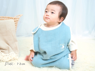 8重ガーゼ 丸型スリーパー (アッシュグリーン×ホワイト) 毛布の町泉大津市産｜綿100% 通気性 保温性 ふんわり 心地よい素材 年中使える [4252]