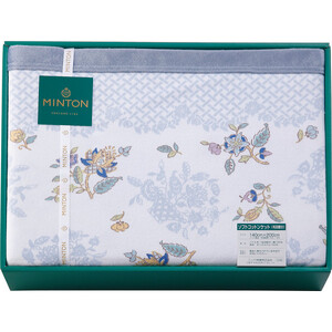 ミントン 綿毛布(毛羽部分) ブルー 約140×200cm [4413]