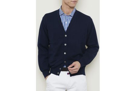 日本製 カシミヤ100% カーディガン ネイビー Lサイズ [2526]