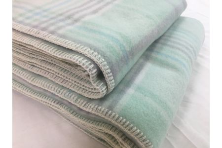 ウール100%毛布 同色2枚 チェック「グリーン／シングル」[0177]