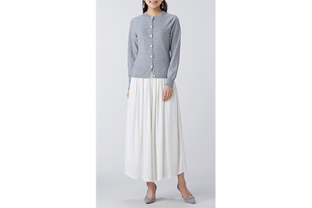 ふるさと納税 服 女 大阪府 泉大津市 日本製 カシミヤ100% レディース クルーカーディガン ライトグレー Lサイズ 2567 日本製 カシミヤ100% レディース クルーカーディガン ライト