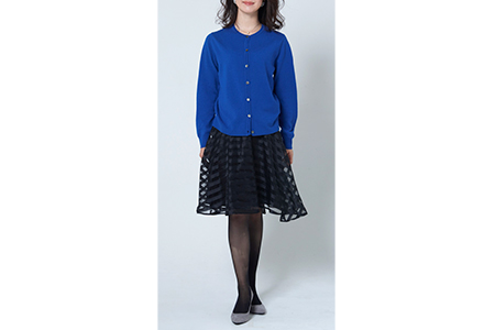 ふるさと納税 服 女 大阪府 泉大津市 日本製 カシミヤ100% レディース クルーカーディガン ブルー Lサイズ 2571 日本製 カシミヤ100% レディース クルーカーディガン ブルー L