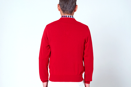 日本製 カシミヤ100% Vセーター 赤 Sサイズ [2605]