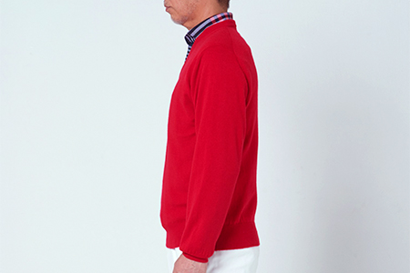 日本製 カシミヤ100% Vセーター 赤 Mサイズ [2606]