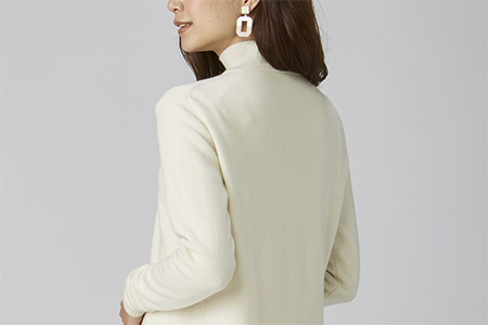 希少ベビーカシミヤ100％ 女性ハイネック セーター L ホワイト 1枚 20401L WH [0904]