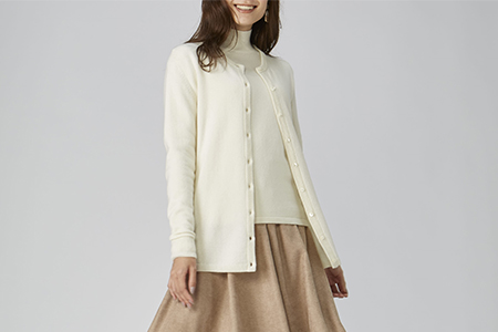 希少ベビーカシミヤ100％ 女性ハイネック セーター L ホワイト 1枚 20401L WH [0904]