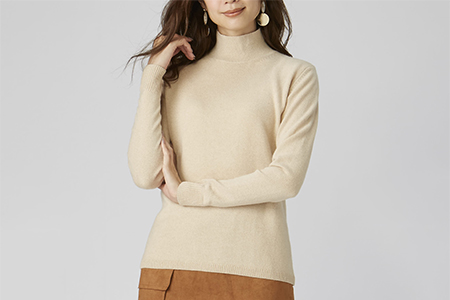 希少ベビーカシミヤ100％ 女性ハイネック セーター M ベージュ 1枚 20401M BE [0905]