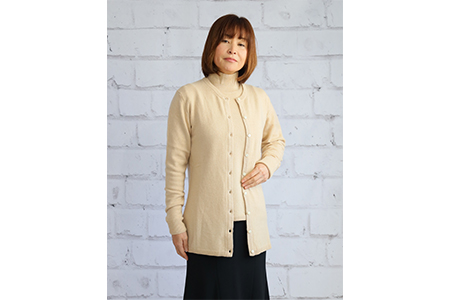 希少ベビーカシミヤ100％ 女性 ロングカーディガン L ベージュ 1枚 20403L BE [0914]