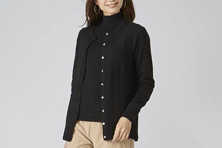 希少ベビーカシミヤ100％ 女性 ロングカーディガン M ブラック 1枚 20403M BK [0915]