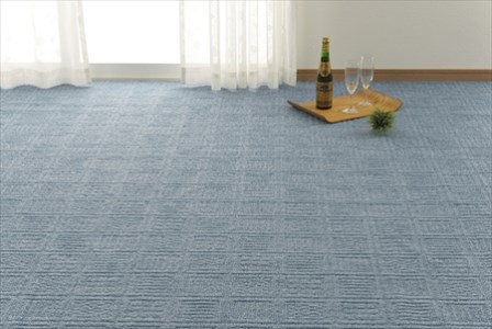 日本製 カーペット 正方形 8帖 約352×352cm ブルー 1枚 600017180型 [3822]