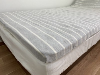 オーガニックコットン タオルシーツ シングル 145×230cm しまふわ グレー SNS-12GY [4793]