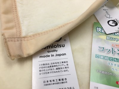 泉大津市産 マイヤー綿毛布 (ニューマイヤー毛布) シングル クリーム 1枚 81710CR [3623]