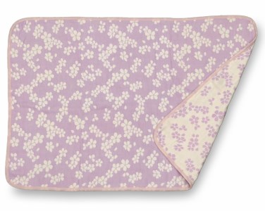 コットン ジャカード織 やわらか五重ガーゼひざ掛け 約70×100cm パープル色 FNG007 [3239]