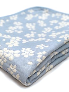 コットンジャカード織 やわらか五重ガーゼケット シングル 約140×190cm ブルー色 FNG009 [4598]