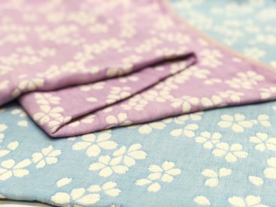 コットンジャカード織 やわらか五重ガーゼケット シングル 約140×190cm パープル色 FNG009 [4599]