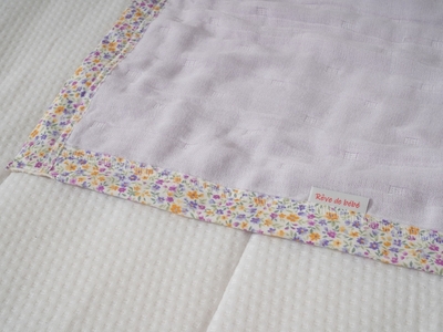 8重ガーゼケット (ラベンダー×花柄) シングルサイズ・毛布の町泉大津市産｜綿100% 通気性 肌触り 適度な保温 N gauze-single [3759]