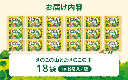 明治 きのこの山とたけのこの里　18袋（1袋に小袋8袋入） 大阪府高槻市/株式会社 丸正高木商店[AOAA026] お菓子 チョコレート チョコ お菓子 チョコレート チョコ お菓子 チョコレート チョコ お菓子 チョコレート チョコ