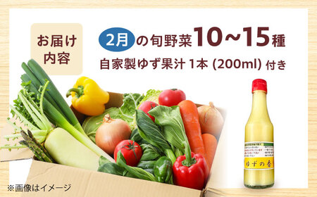 高槻野菜詰め合わせ 2月（10〜15種）＆農家さん自家製ゆず果汁[AOCS004] 野菜