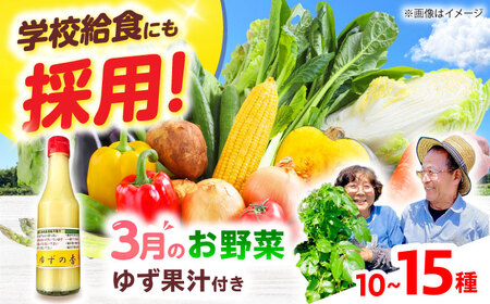 高槻野菜詰め合わせ 3月（10〜15種）＆農家さん自家製ゆず果汁[AOCS005] 野菜