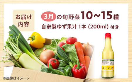 高槻野菜詰め合わせ 3月（10〜15種）＆農家さん自家製ゆず果汁[AOCS005] 野菜