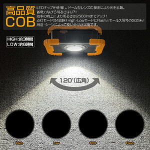 充電式LED 20W 耐衝撃 USB出力 120° ミニタブレットサイズ マグネット内蔵 YC-02W