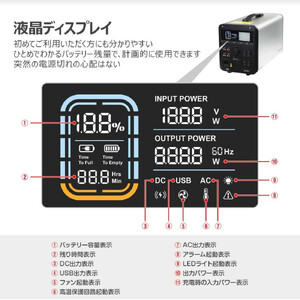 ポ-タブル電源 1008Wh 出力1200W リン酸鉄リチウム ライト付 EPS機能 SPI-1200AT
