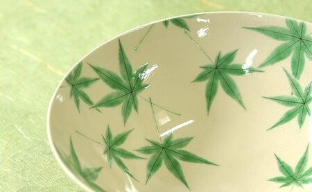 色絵 青もみじ紋大鉢【水間焼伏原窯】