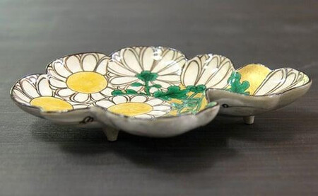 乾山写 菊型向付 2枚【水間焼伏原窯】