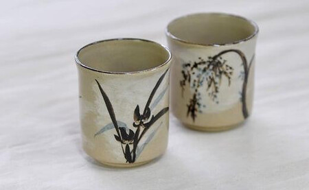 四君子 切立湯呑 5柄セット【水間焼伏原窯】