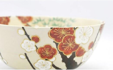 金彩 紅白梅紋大鉢【水間焼伏原窯】