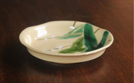 色絵おもだか紋四方小皿5枚【水間焼伏原窯】