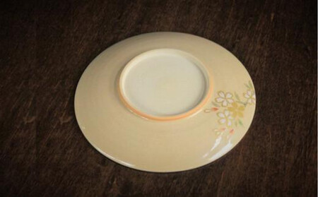 色絵白もり桜紋４寸皿 2枚【水間焼伏原窯】