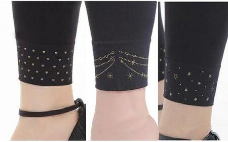 【日本製】足もとキラリ!8分丈黒レギンス6足セット