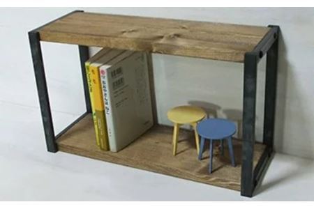 無垢材 アイアンシェルフ 2段 Mサイズ｜新星金属製作所 大阪府 守口市 リビング 玄関 靴箱 シェルフ 本棚 子供部屋 トイレ インテリア 収納 [0959]