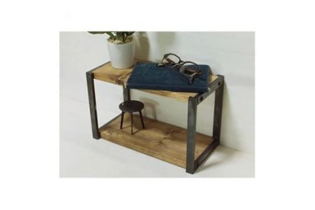 無垢材 アイアンシェルフ 2段 Sサイズ｜新星金属製作所 大阪府 守口市 リビング 玄関 靴箱 シェルフ 本棚 子供部屋 トイレ インテリア 収納 [0913]