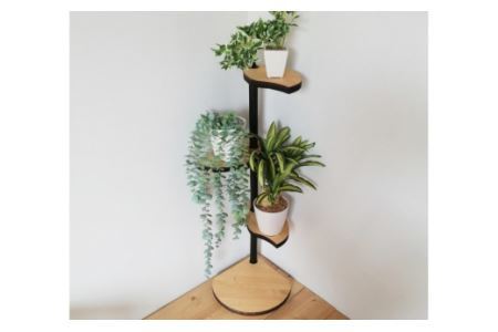 [角にも置ける] 葉っぱのスタンドシェルフ 3段タイプ ナチュラル（天然木／完成品）｜新星金属製作所 大阪府 守口市 [0979]