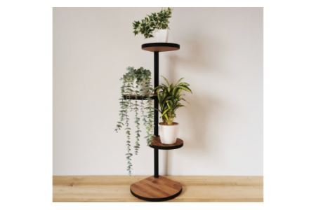 [角にも置ける] しずくのスタンドシェルフ 3段タイプ ブラウン（天然木／完成品）｜新星金属製作所 大阪府 守口市 [0965]