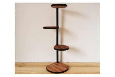 [角にも置ける] しずくのスタンドシェルフ 3段タイプ ブラウン（天然木／完成品）｜新星金属製作所 大阪府 守口市 [0965]