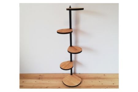 [角にも置ける] しずくのスタンドシェルフ 4段タイプ ナチュラル（天然木／完成品）｜新星金属製作所 大阪府 守口市 [0986]