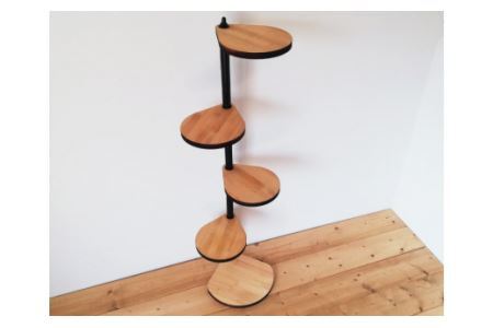[角にも置ける] しずくのスタンドシェルフ 4段タイプ ナチュラル（天然木／完成品）｜新星金属製作所 大阪府 守口市 [0986]