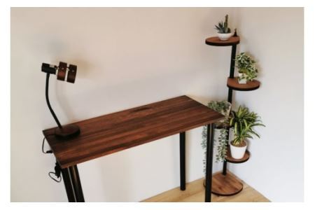 [角にも置ける] しずくのスタンドシェルフ 4段タイプ ブラウン （天然木／完成品）｜新星金属製作所 大阪府 守口市 [0948]